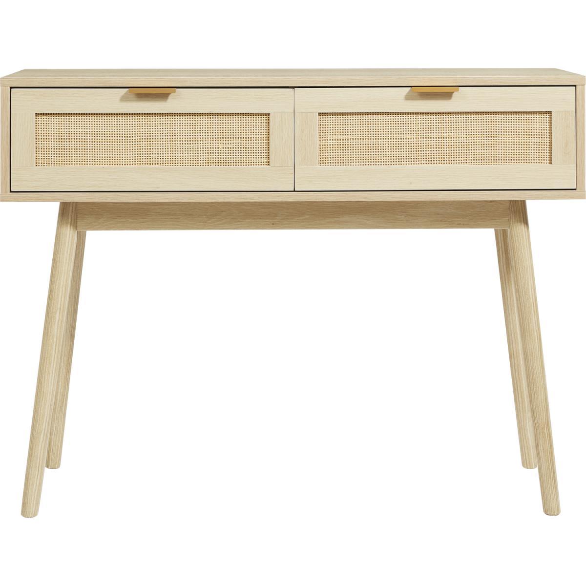 Light Rattan 2 Drawer Console Table - Brown – image 3