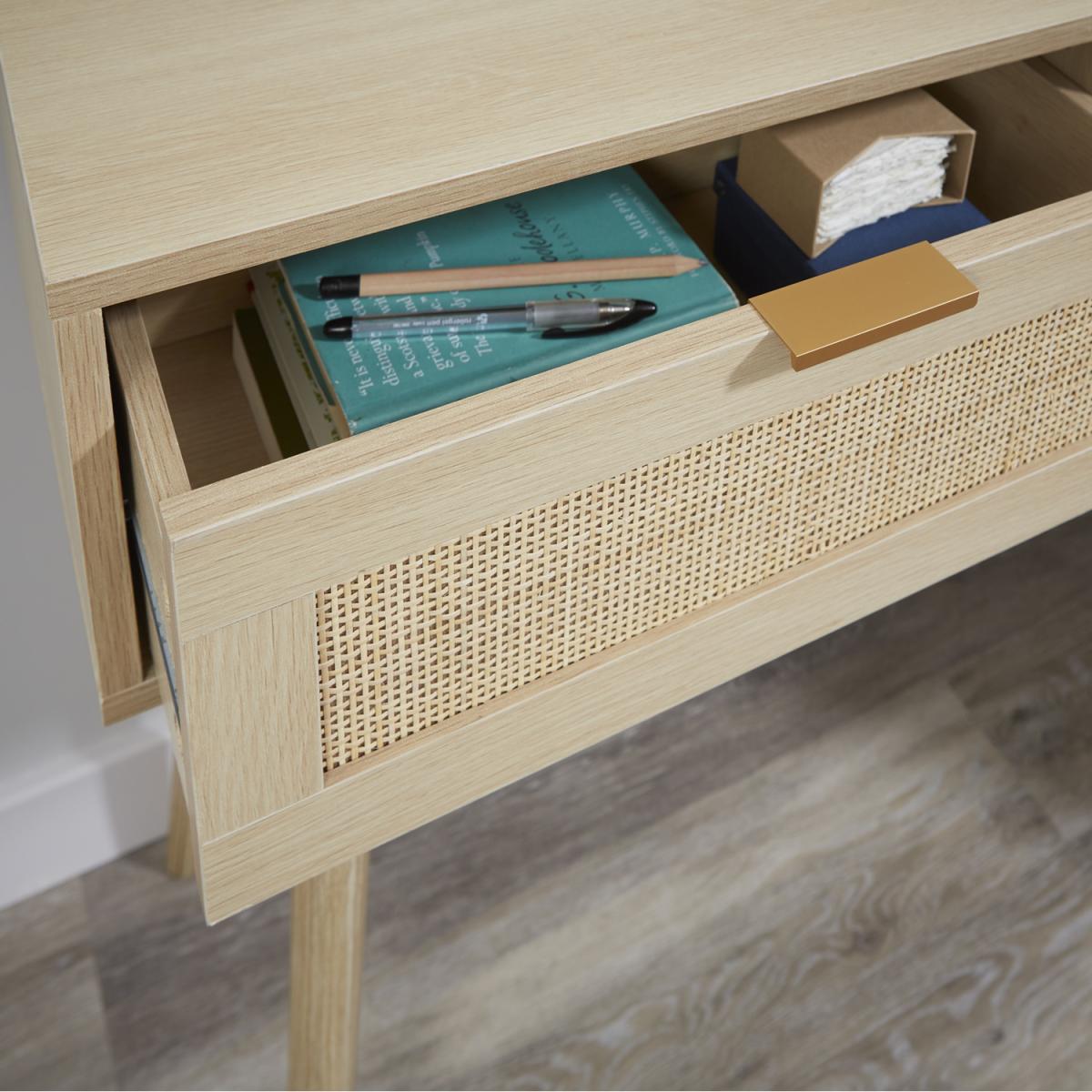 Light Rattan 2 Drawer Console Table - Brown – image 5