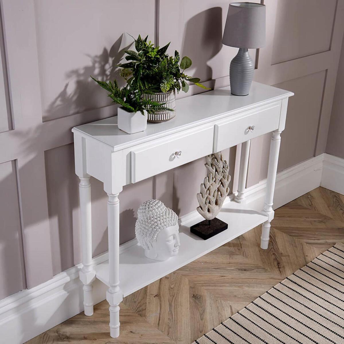 Como 2 Drawer Console Hallway Table - White – image 3