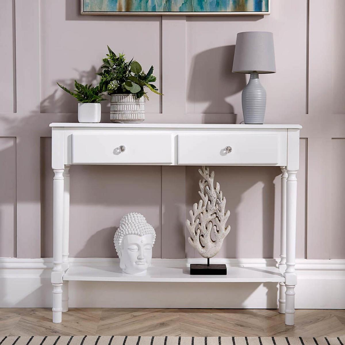 Como 2 Drawer Console Hallway Table - White – image 4