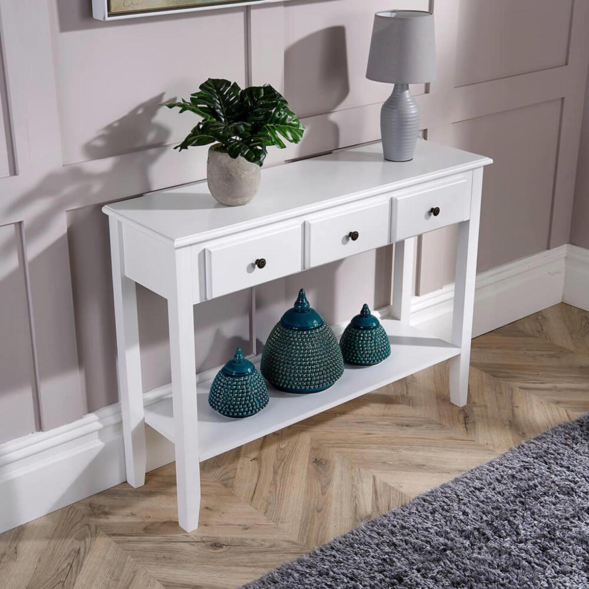 Garda 3 Drawer Hallway Console Table - White – image 4