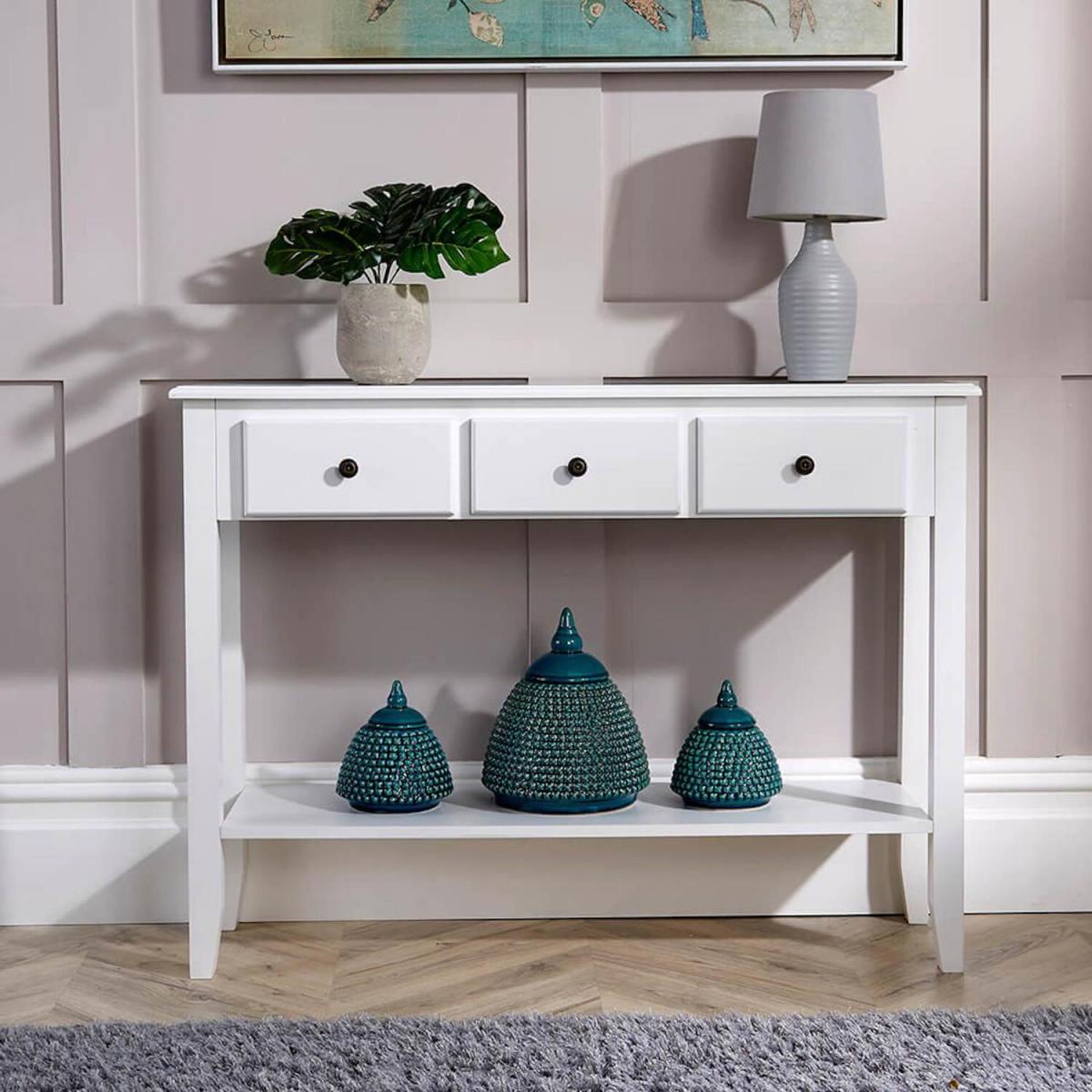 Garda 3 Drawer Hallway Console Table - White – image 5