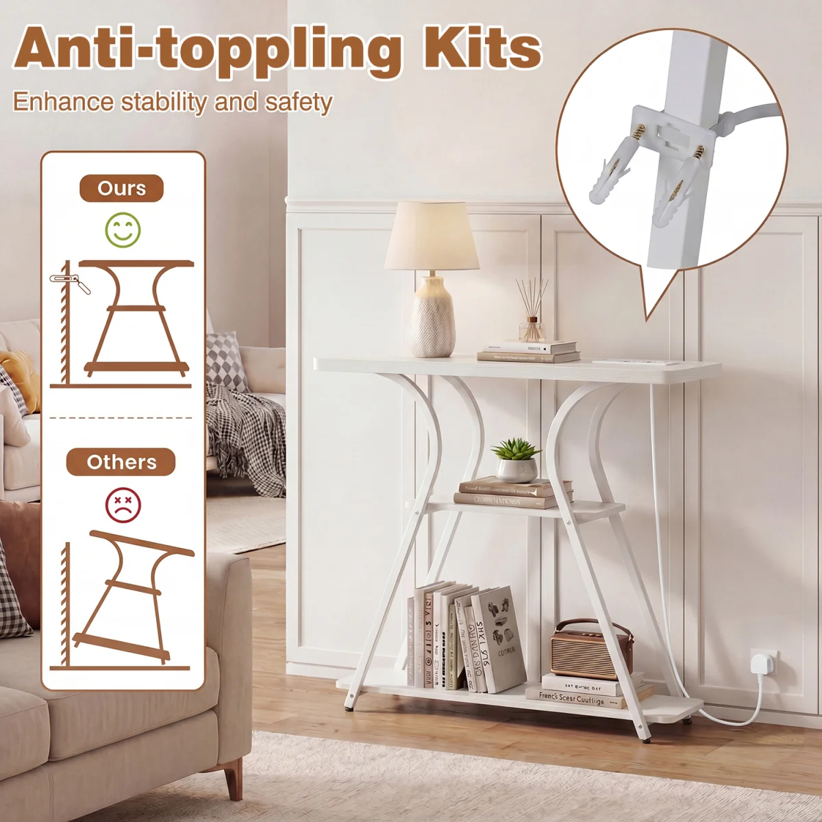 3 Tier Entryway Tabler - White – image 5