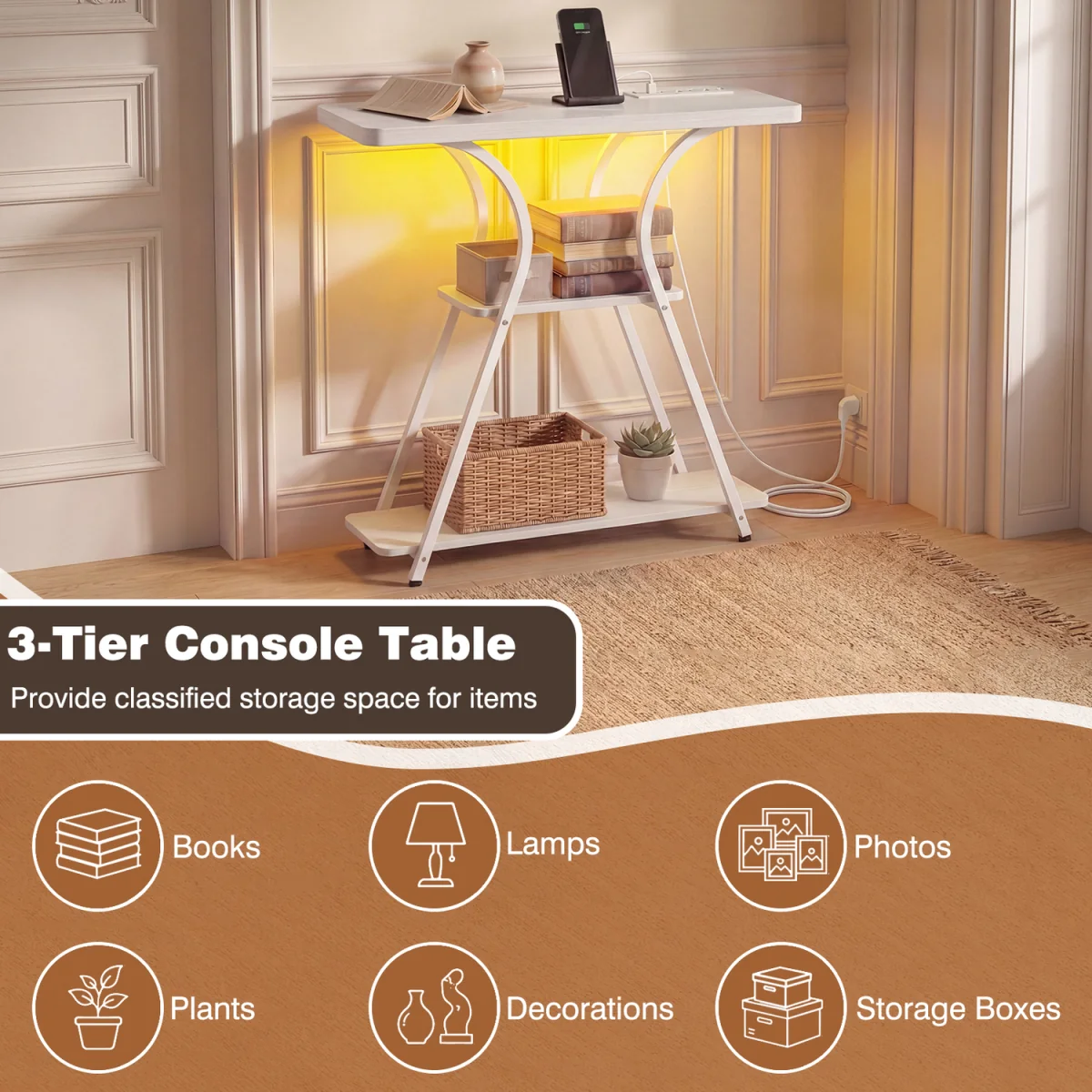3 Tier Entryway Tabler - White – image 10