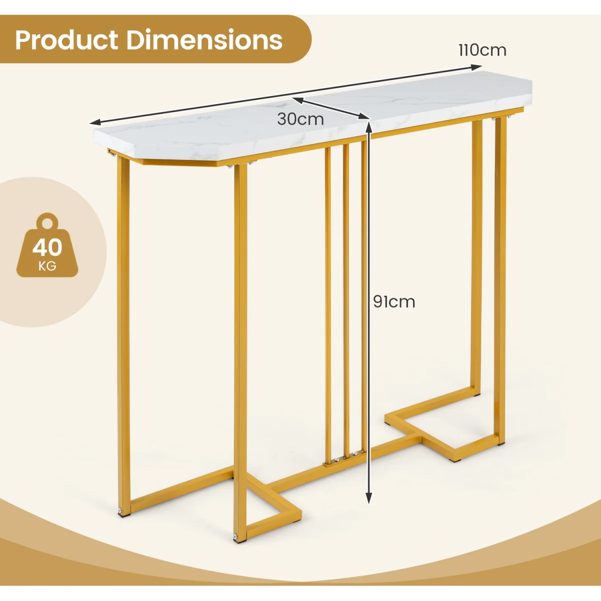 Modern Gold Console Table - Golden – image 2