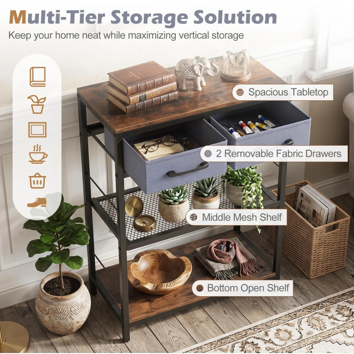 Narrow Console Table - Rustic Brown – image 3