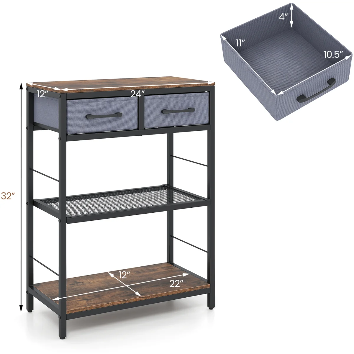 Narrow Console Table - Rustic Brown – image 10
