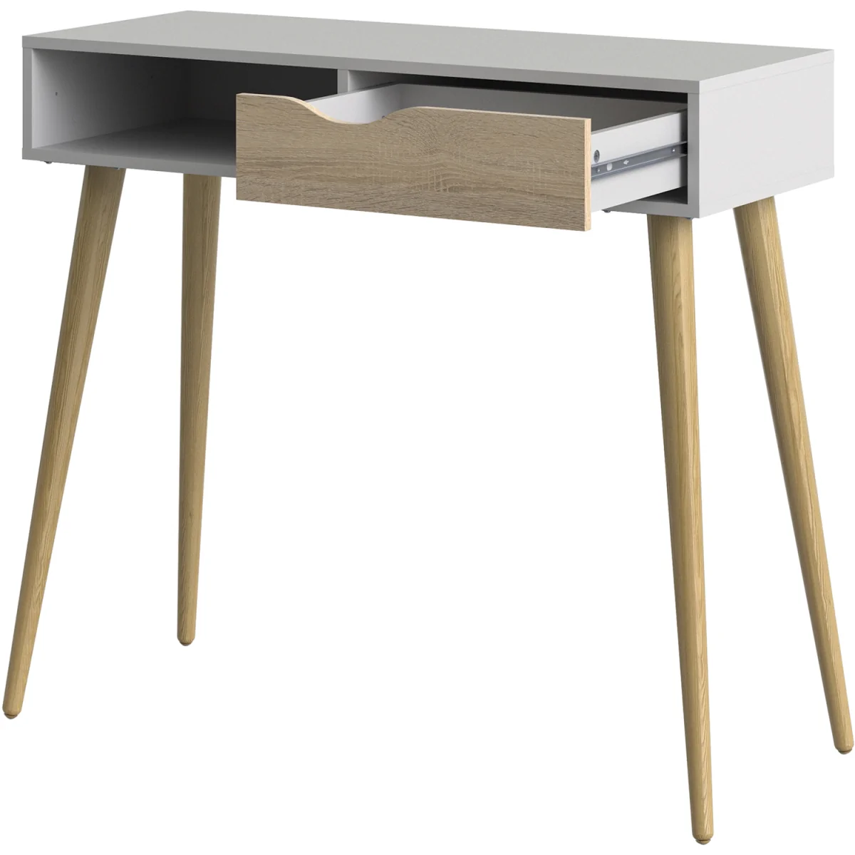 Oslo Console Table 1 Drawer 1 Shelf - White & Oak – image 4