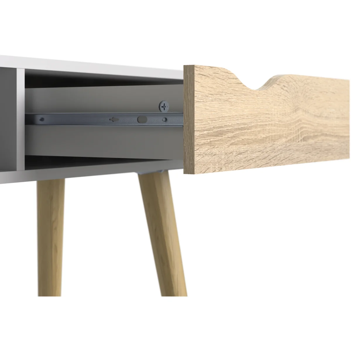 Oslo Console Table 1 Drawer 1 Shelf - White & Oak – image 7