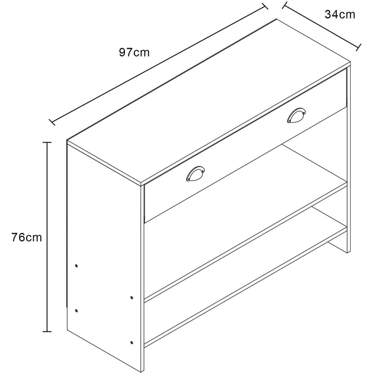 Oak-Effect Console Table with Drawer and Shelves in Black - Black – image 12
