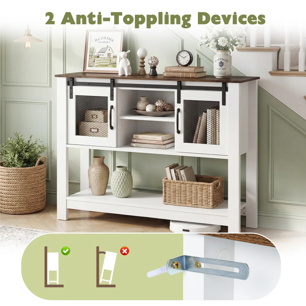 Farmhouse Entryway Storage Console Table – image 7