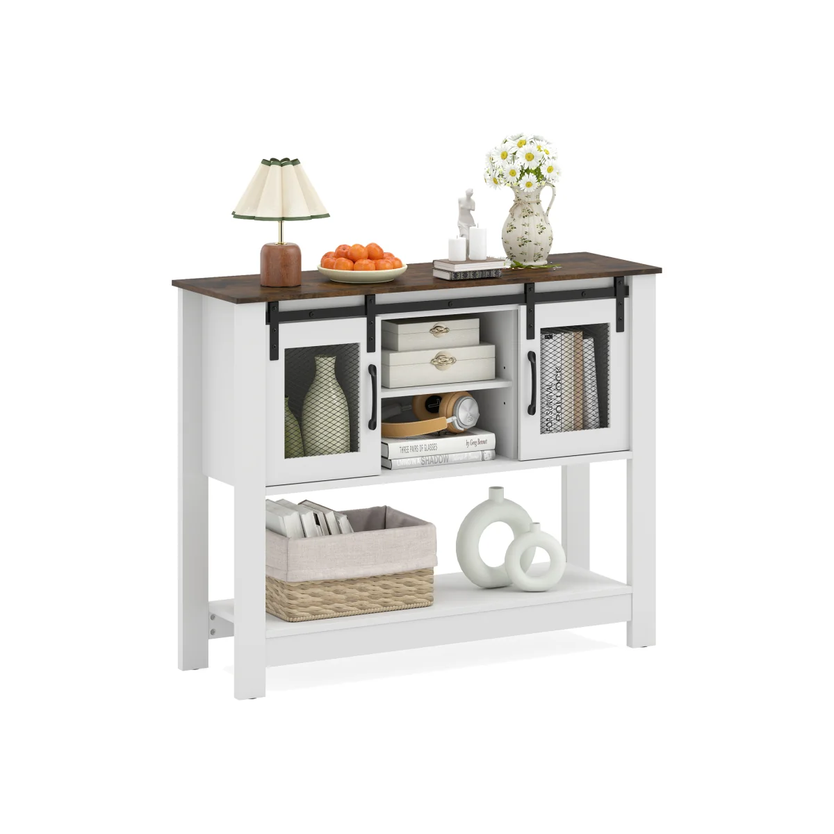 Farmhouse Entryway Storage Console Table – image 1