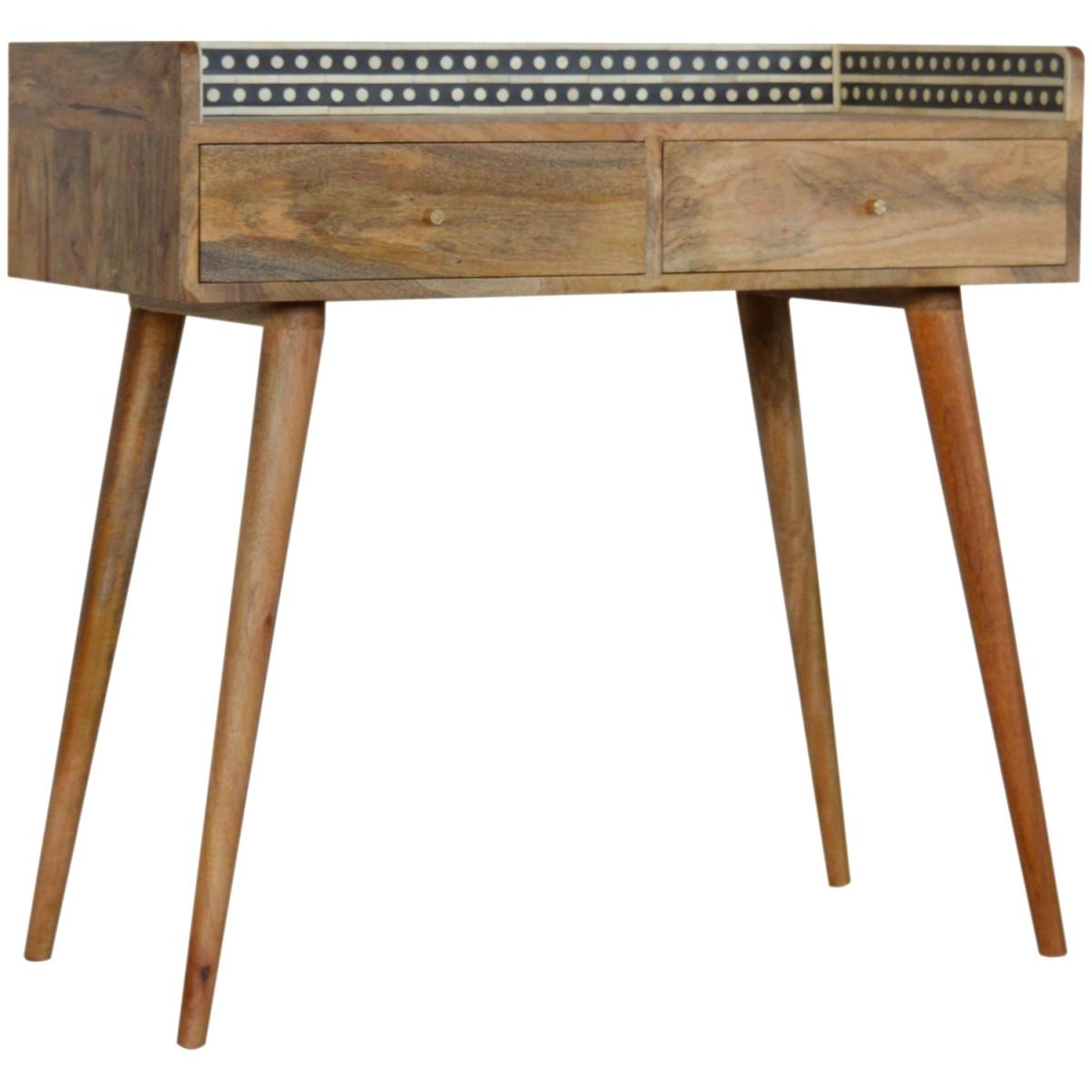 Bone Inlay Gallery Back Console Table - Oak – image 2