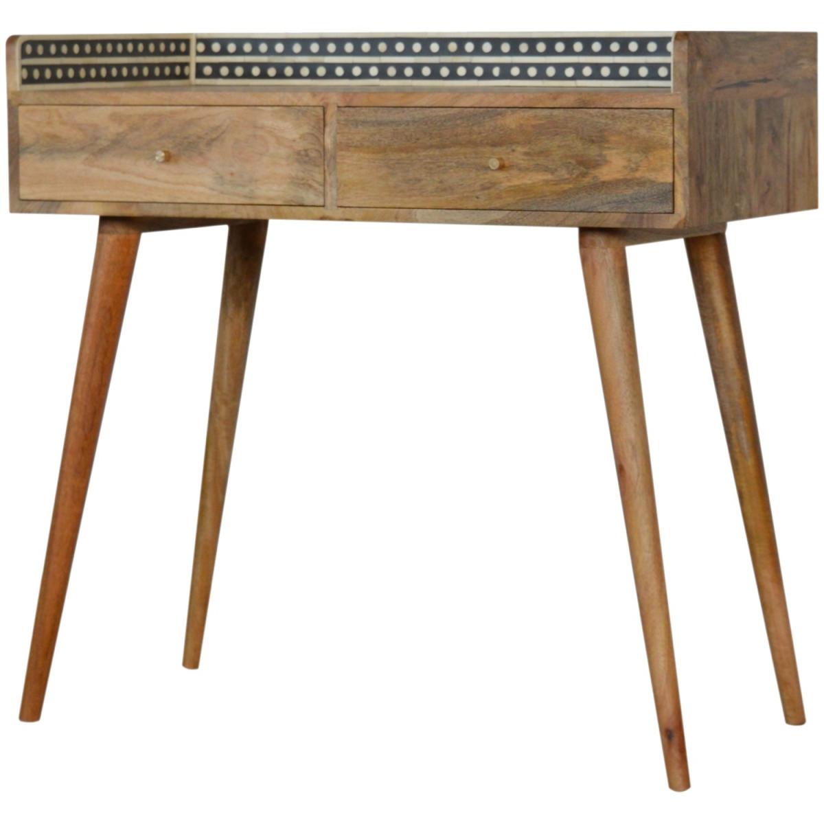 Bone Inlay Gallery Back Console Table - Oak – image 3