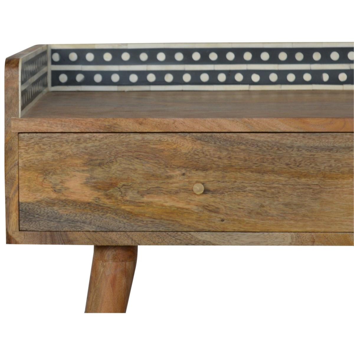 Bone Inlay Gallery Back Console Table - Oak – image 4