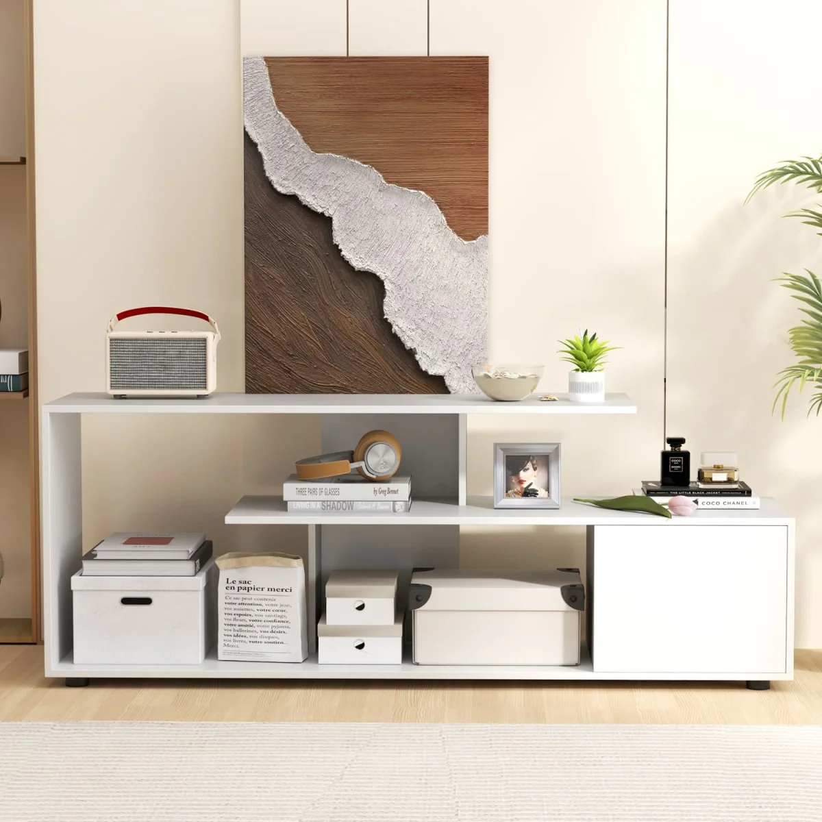 3 Tier Asymmetrical Console Table - White – image 4