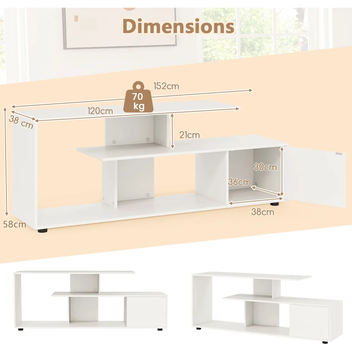3 Tier Asymmetrical Console Table - White – image 9