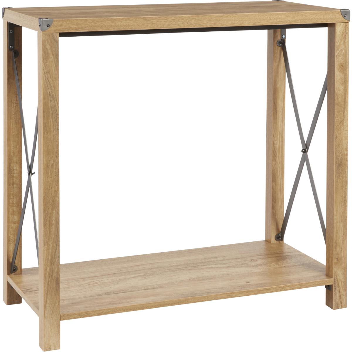 Medium Rustic Console Table Unit with Metal Feature in Wood-Effect - Brown – image 3