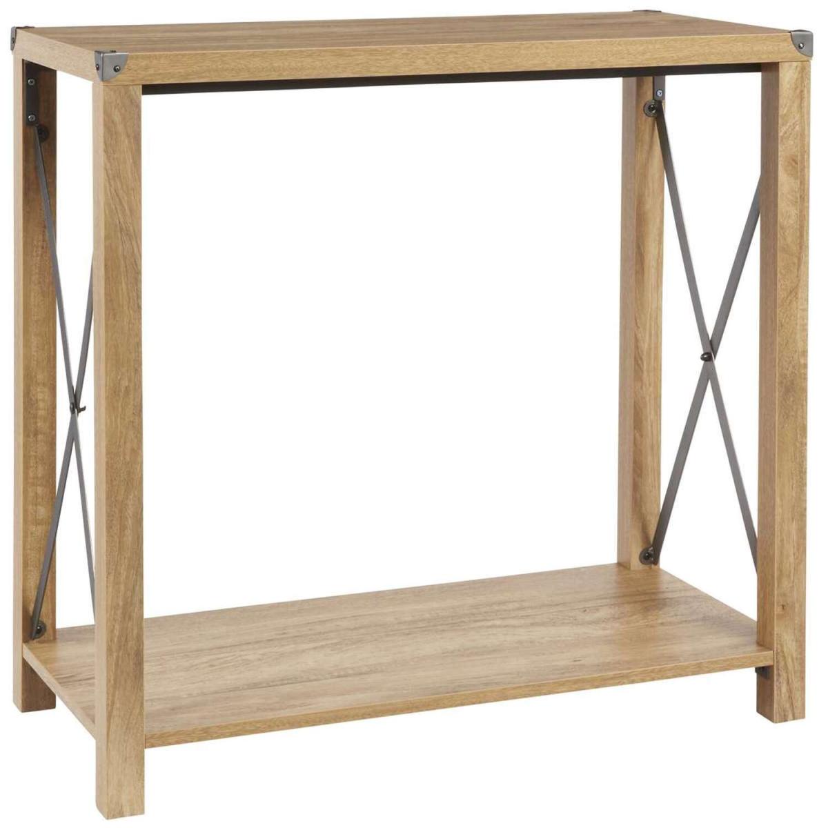 Medium Rustic Console Table Unit with Metal Feature in Wood-Effect - Brown – image 5
