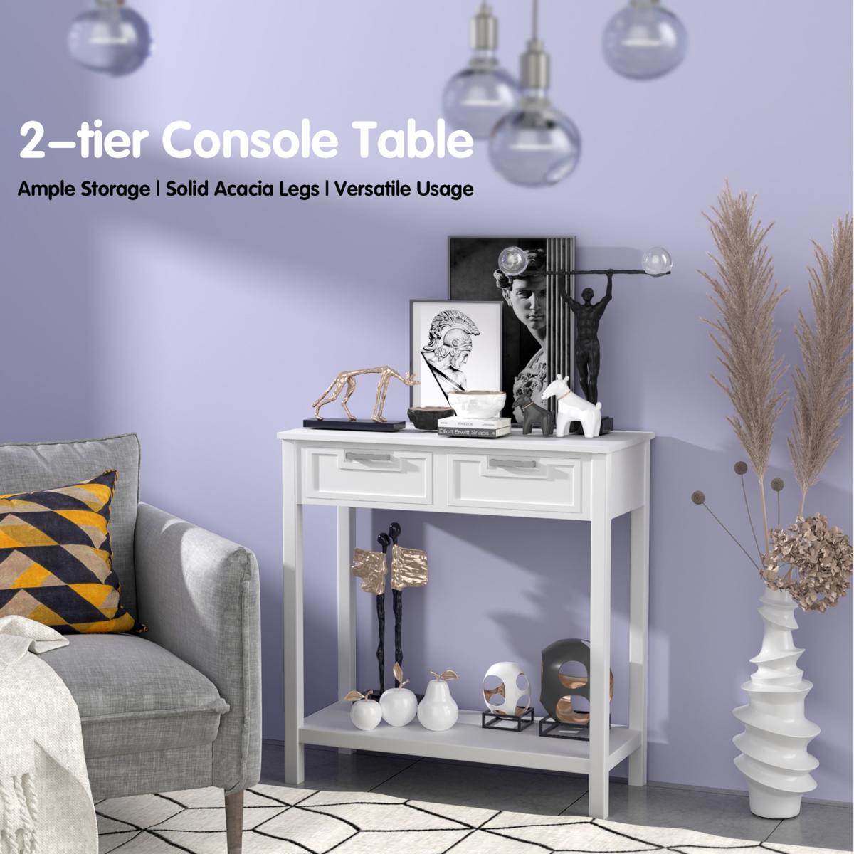 Console Entryway Table with Solid Wood Legs - White – image 4