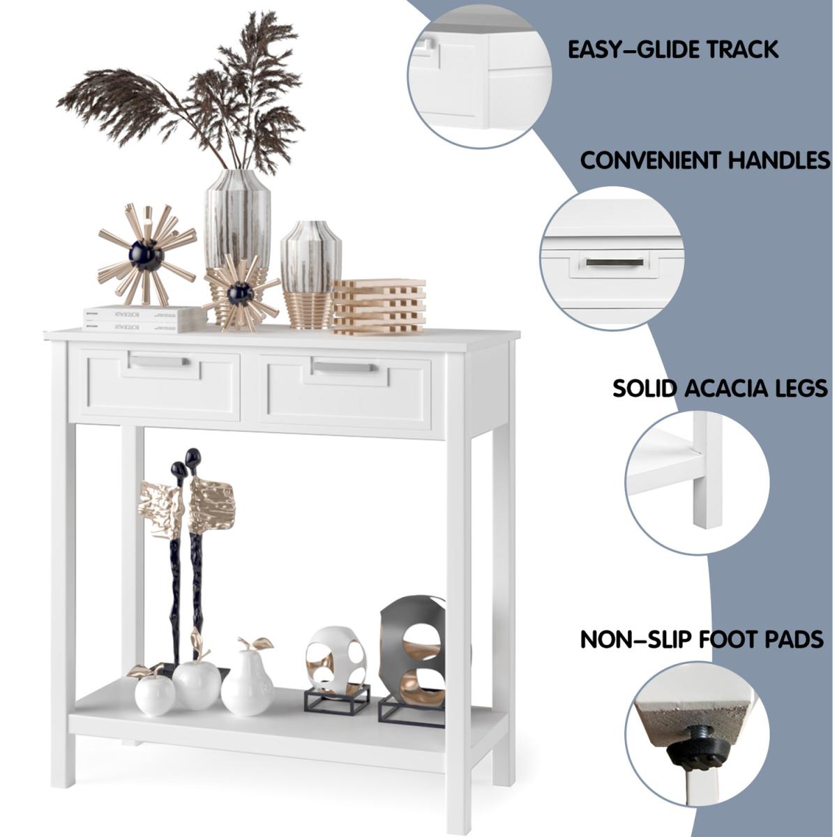 Console Entryway Table with Solid Wood Legs - White – image 5