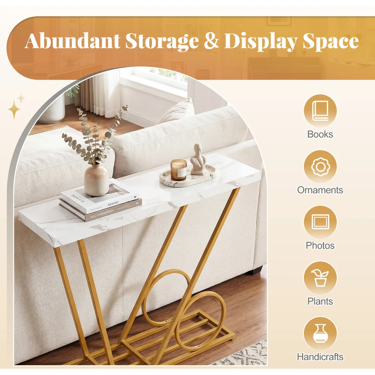 Modern Console Table with Cart inspired Design - White – image 8