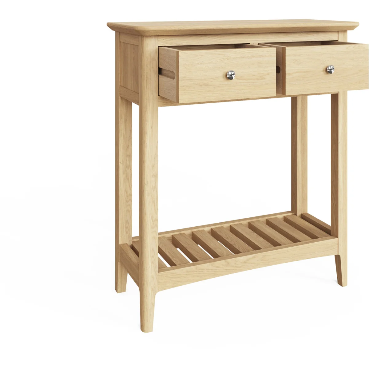 Ash 2 Drawer Console Table With Brushed Handles Full Length Low Shelf - Ash – image 4