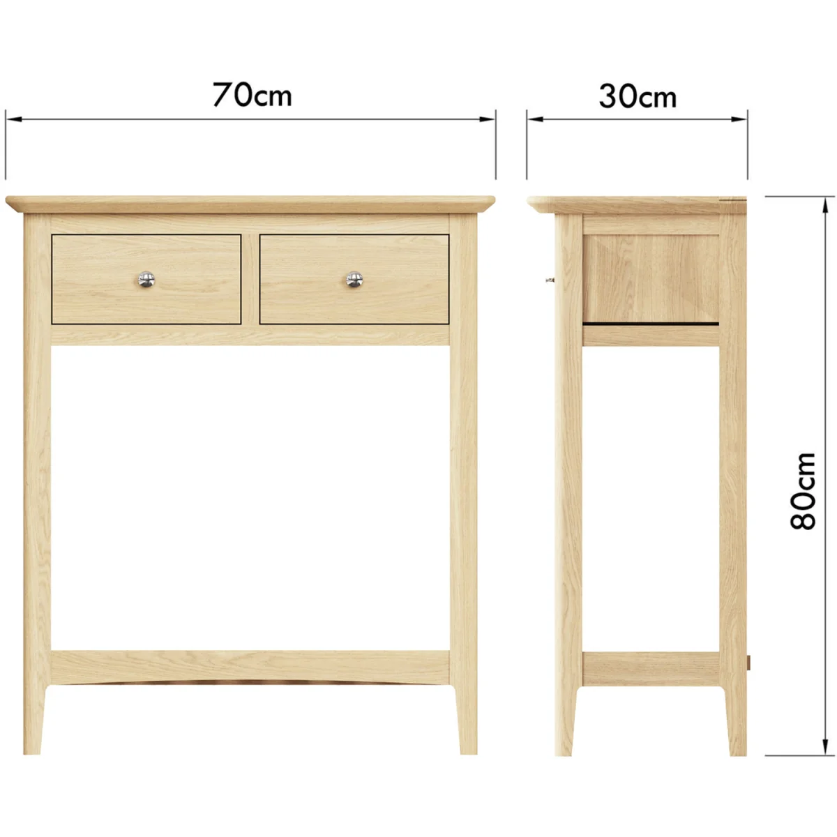 Ash 2 Drawer Console Table With Brushed Handles Full Length Low Shelf - Ash – image 5