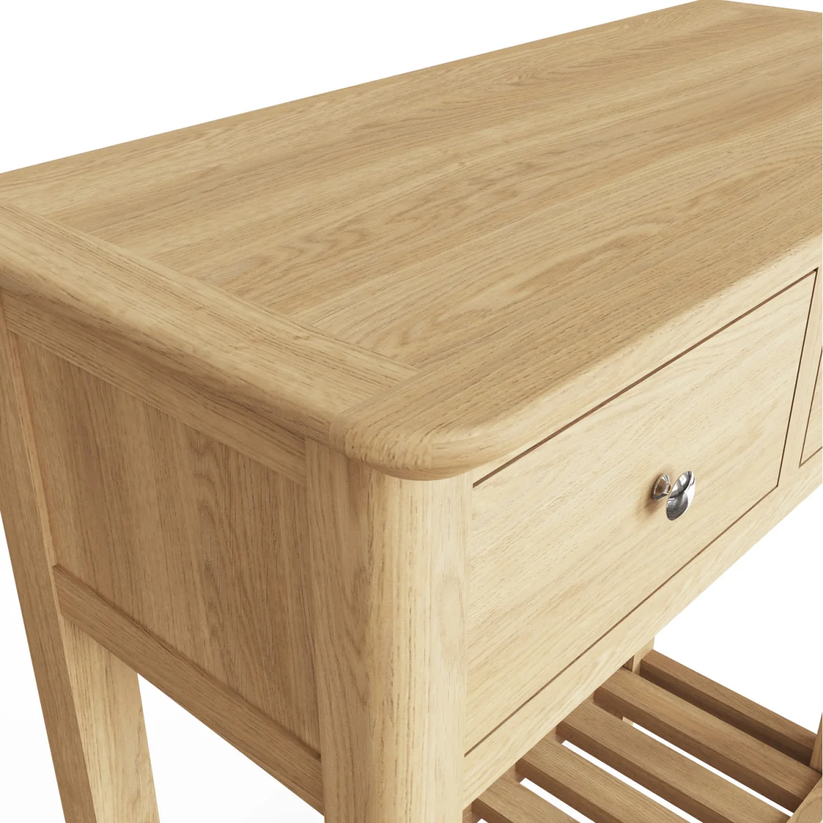 Ash 2 Drawer Console Table With Brushed Handles Full Length Low Shelf - Ash – image 7