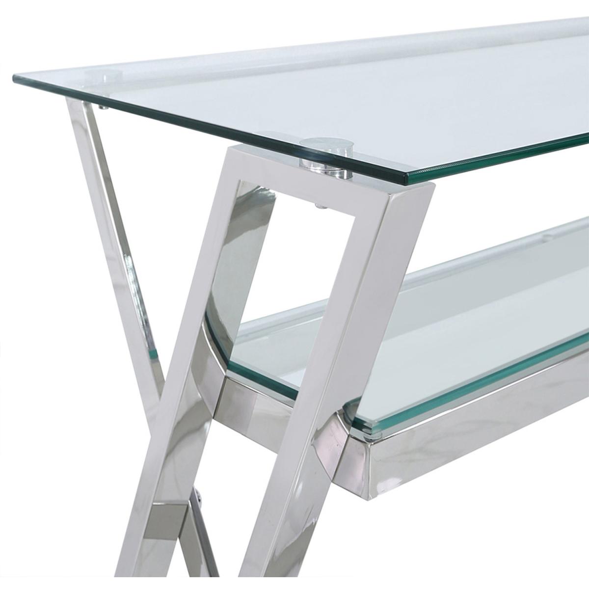 Dylan Stainless Steel and Glass Console Table - Silver – image 4