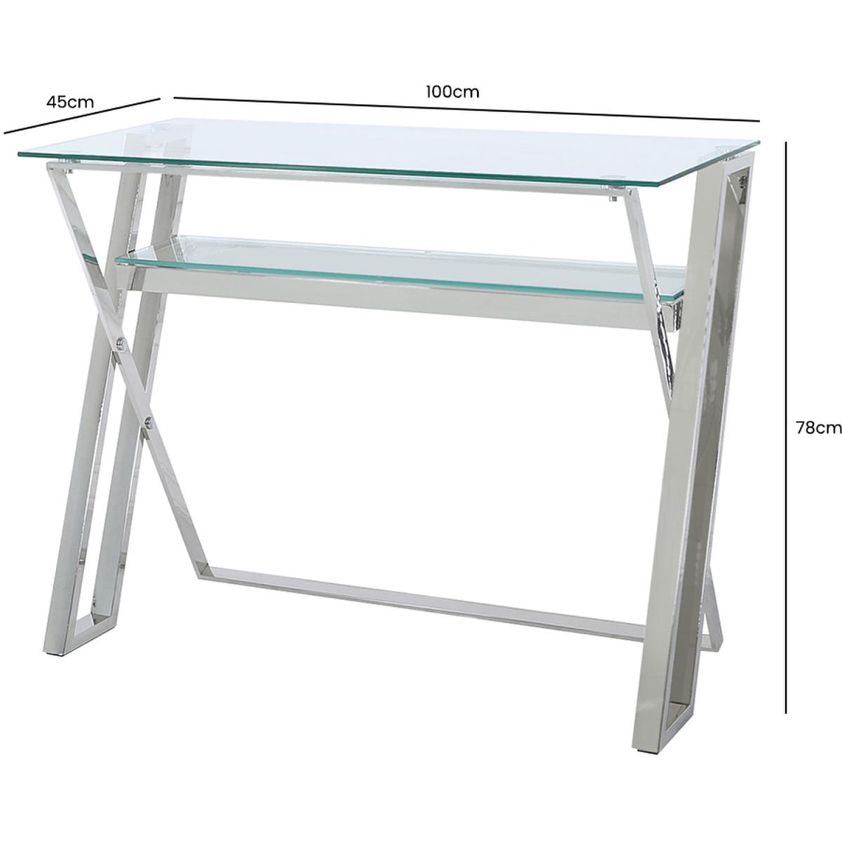 Dylan Stainless Steel and Glass Console Table - Silver – image 5