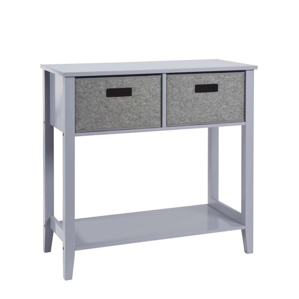 Grey Console Unit with 2 Felt Drawers and Bottom Shelf - Grey – image 2