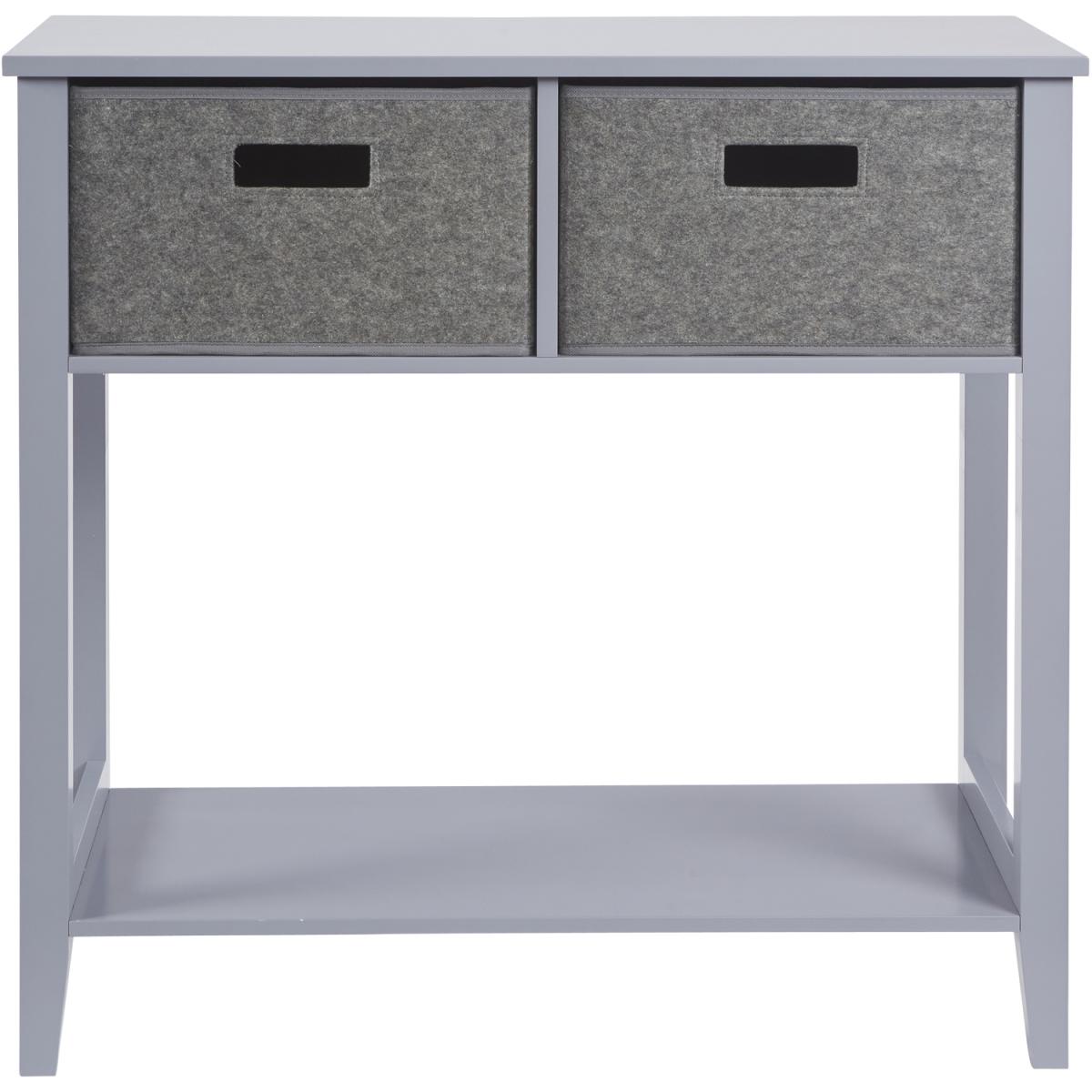 Grey Console Unit with 2 Felt Drawers and Bottom Shelf - Grey – image 4