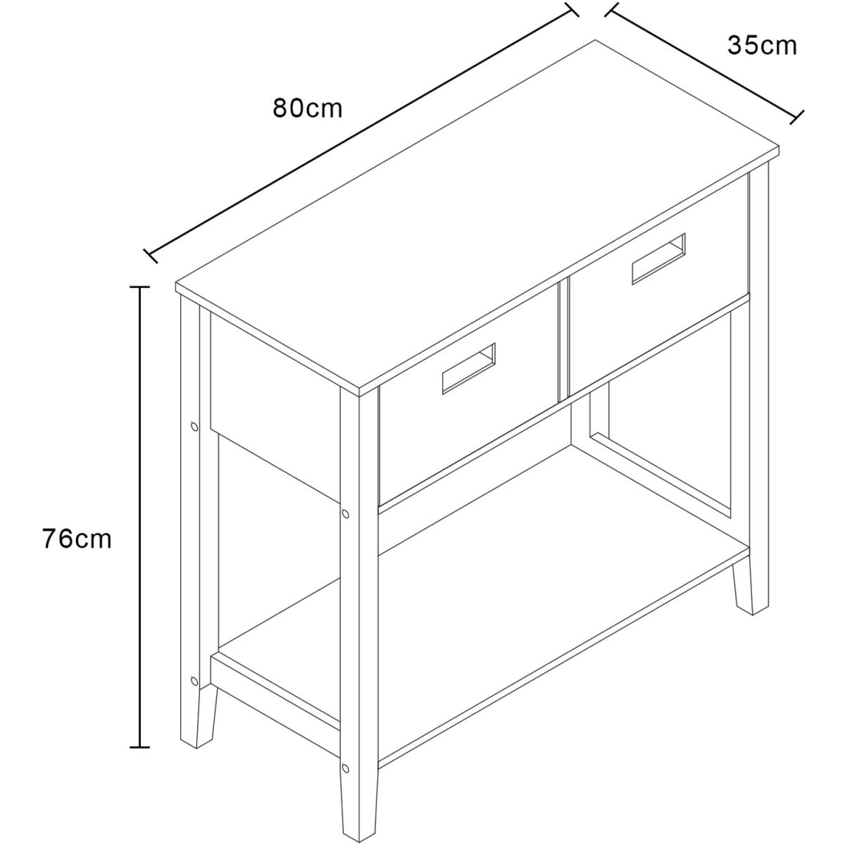 Grey Console Unit with 2 Felt Drawers and Bottom Shelf - Grey – image 6