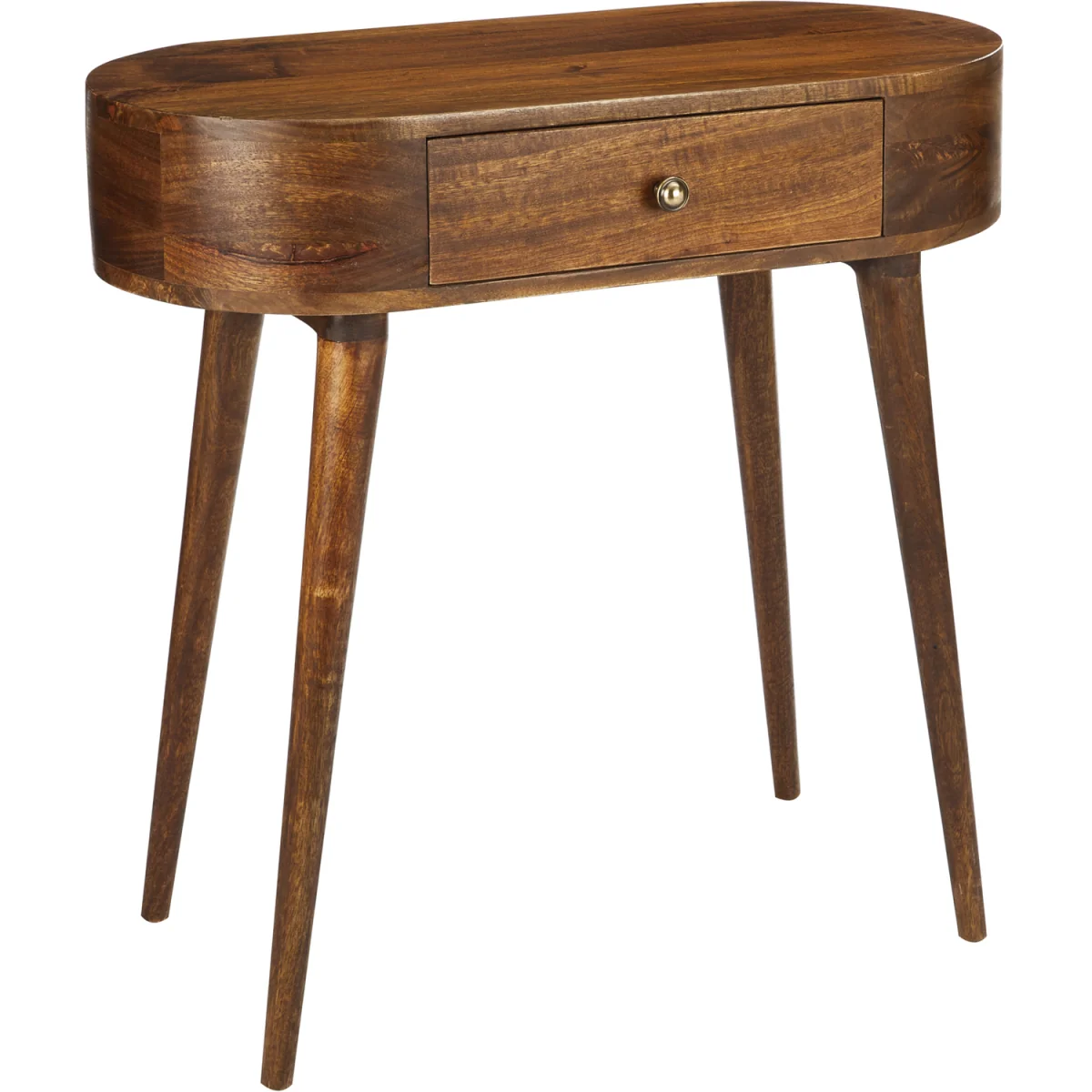 Solid Mango Wood Console Table with Drawer - Dark Oak – image 4