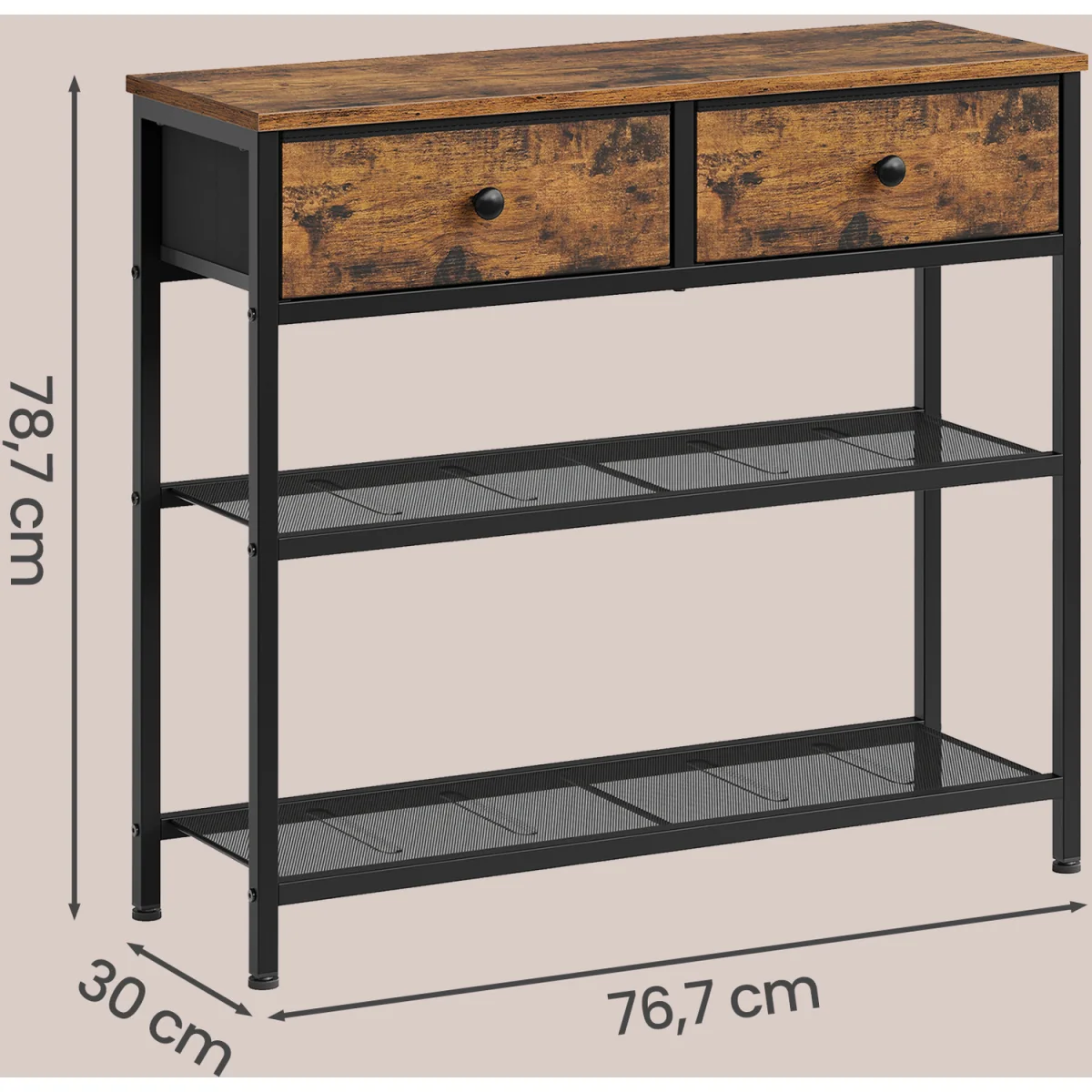 SONGMICS console table drawers mesh shelves - Brown – image 3