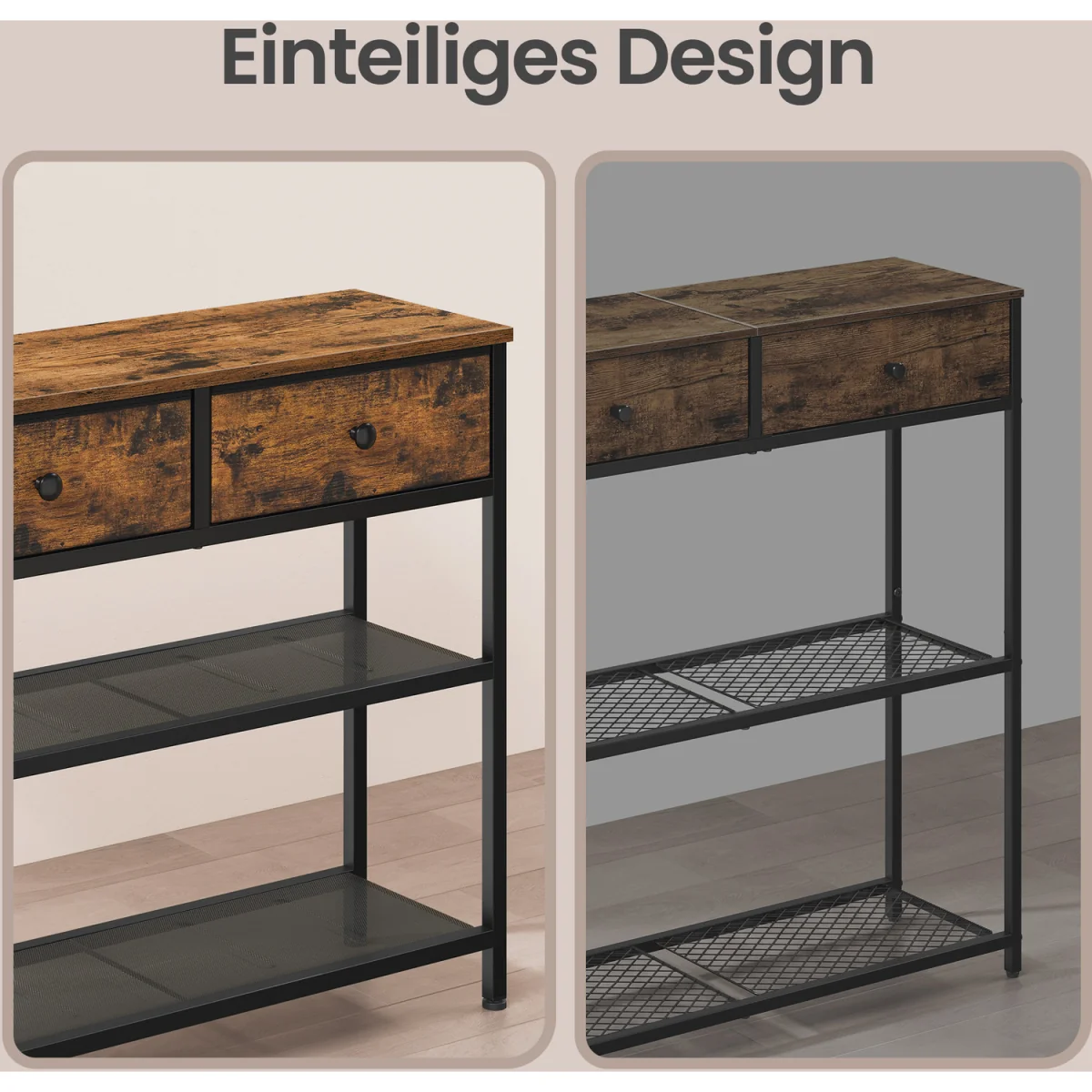 SONGMICS console table drawers mesh shelves - Brown – image 8