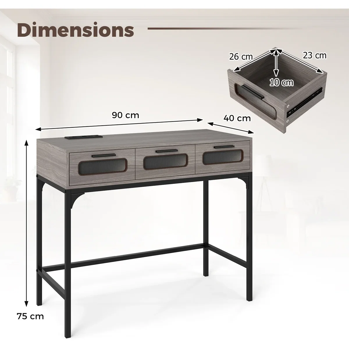 Costway Console Table Entryway Table - Grey – image 3