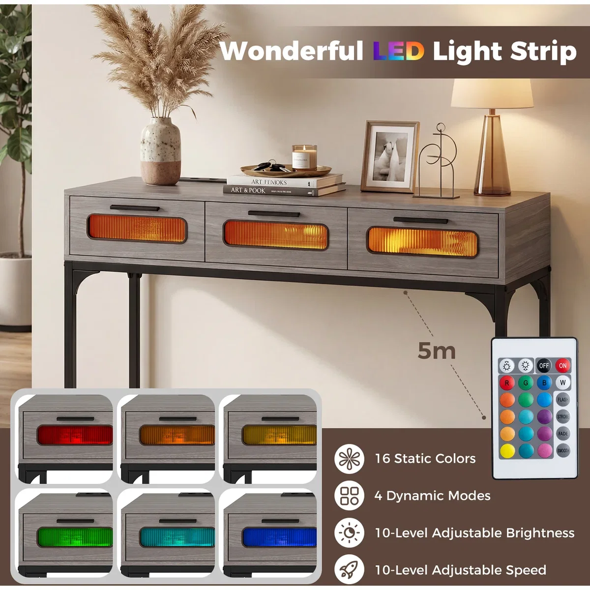 Costway Console Table Entryway Table - Grey – image 4