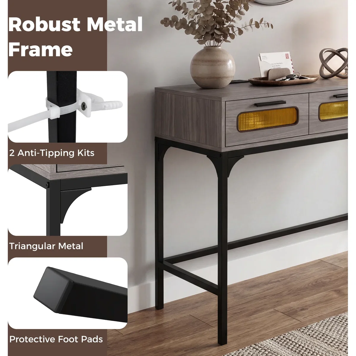 Costway Console Table Entryway Table - Grey – image 5