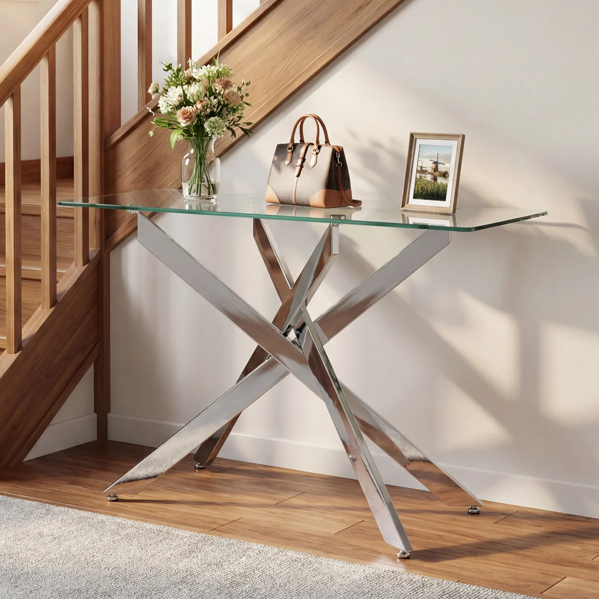 Glass Console Table - Silver – image 3