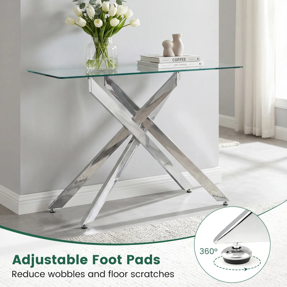 Glass Console Table - Silver – image 4