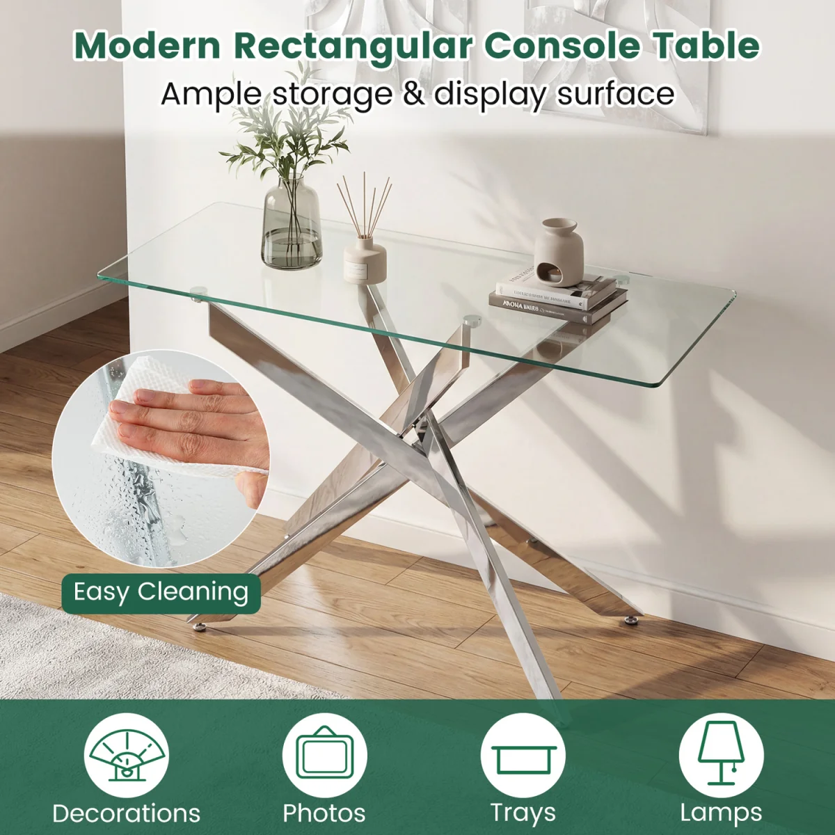 Glass Console Table - Silver – image 5