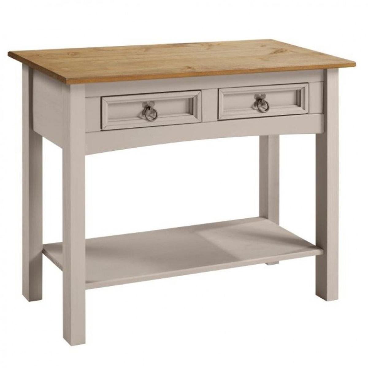 Corona Grey Wax 2 Drawer Console Table - Distressed Grey Wax – image 2