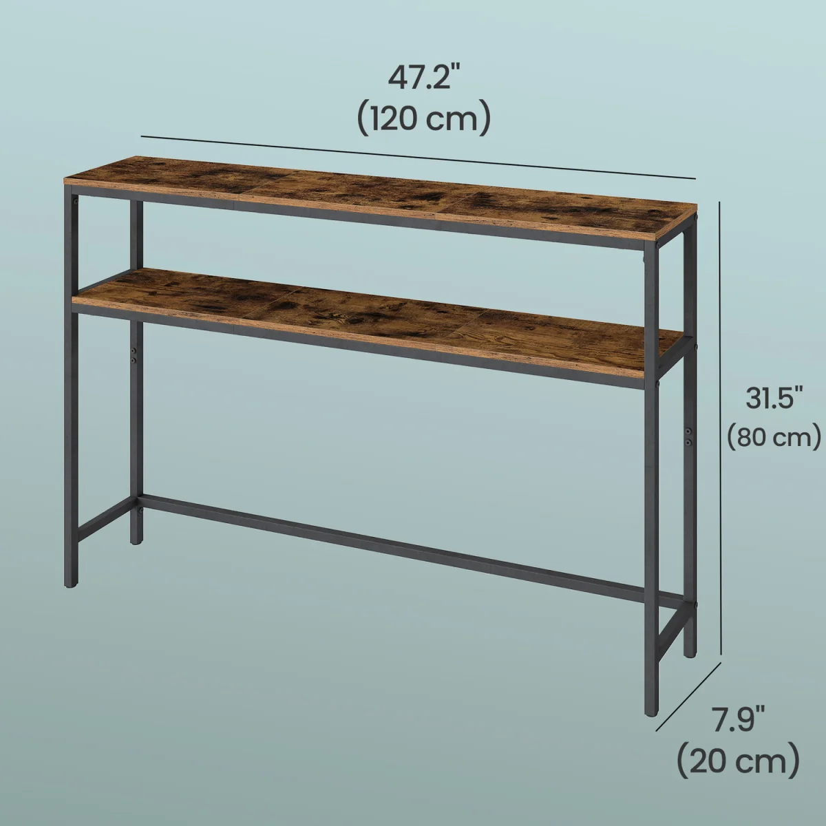 Console Table for Hallway, 2-Tier Slim Sofa Table,for Living Room - MarbleWhite,InkBlack – image 6