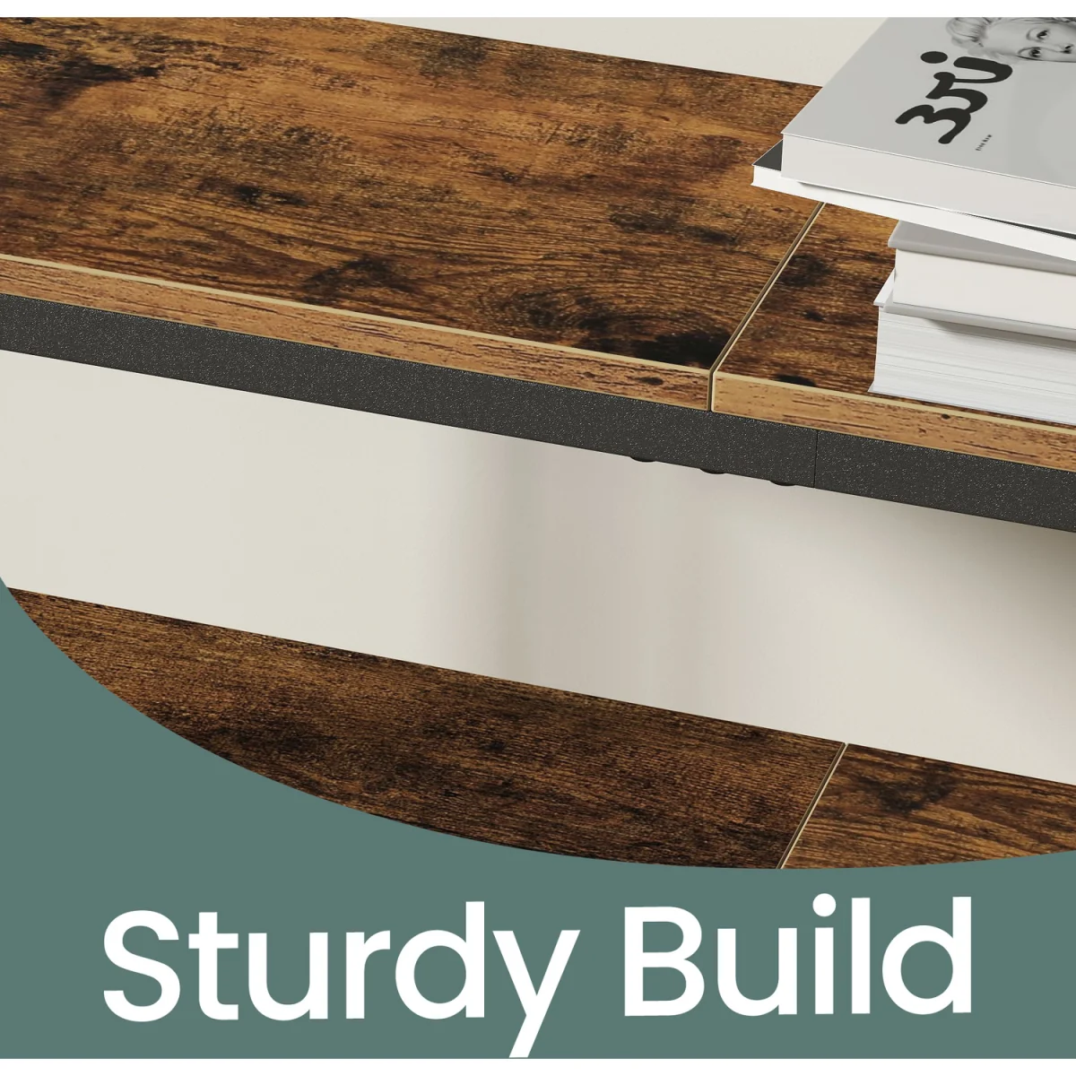 Console Table for Hallway, 2-Tier Slim Sofa Table,for Living Room - MarbleWhite,InkBlack – image 9