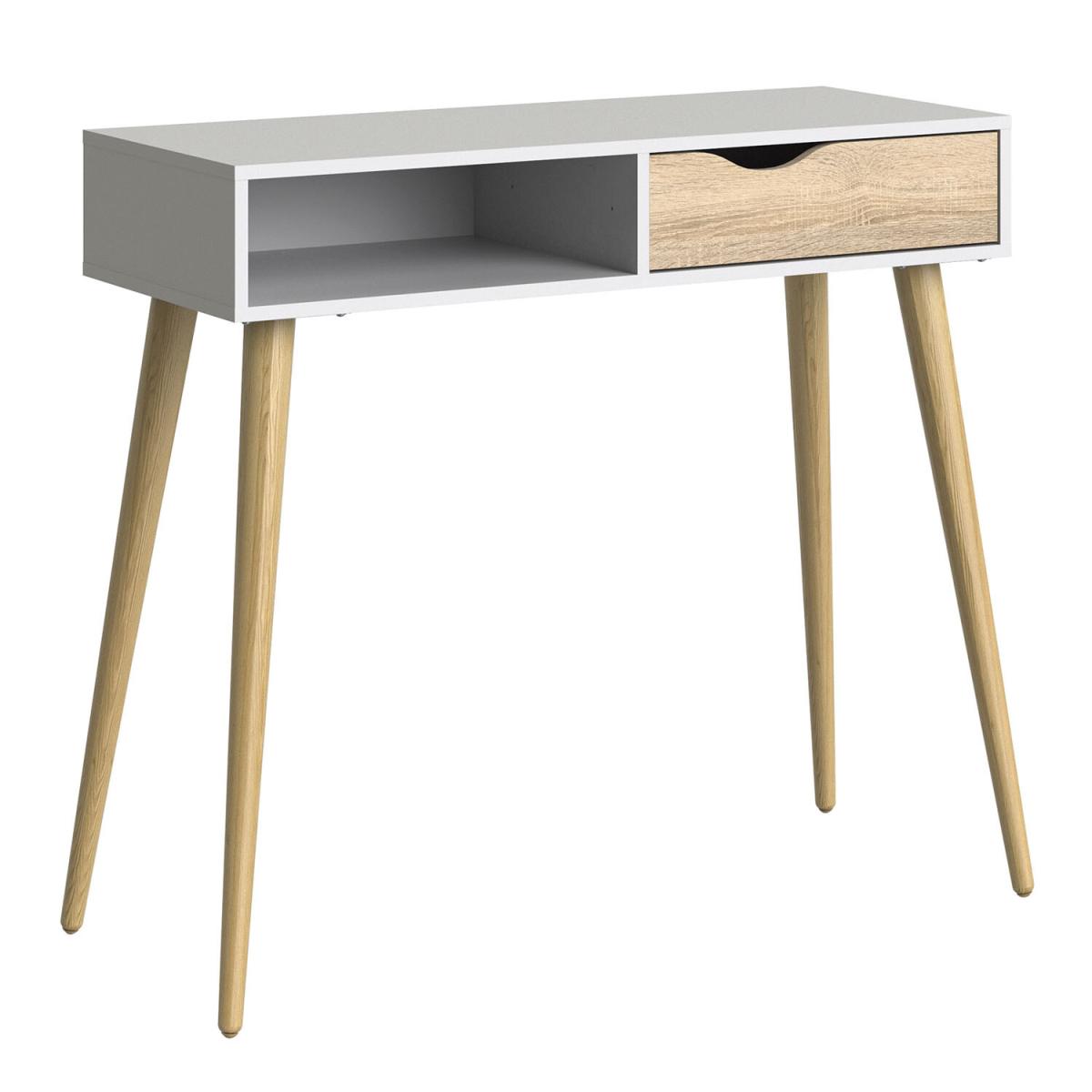 Oslo 1-Drawer 1-Shelf Console Table - White and Oak – image 2