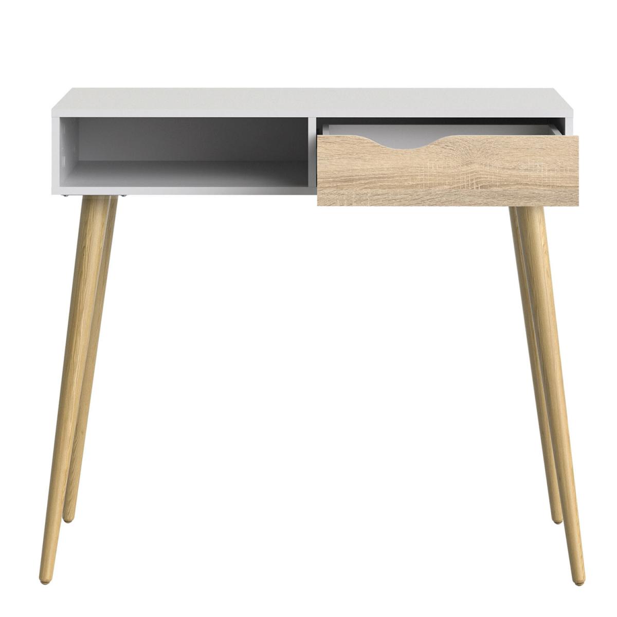 Oslo 1-Drawer 1-Shelf Console Table - White and Oak – image 5