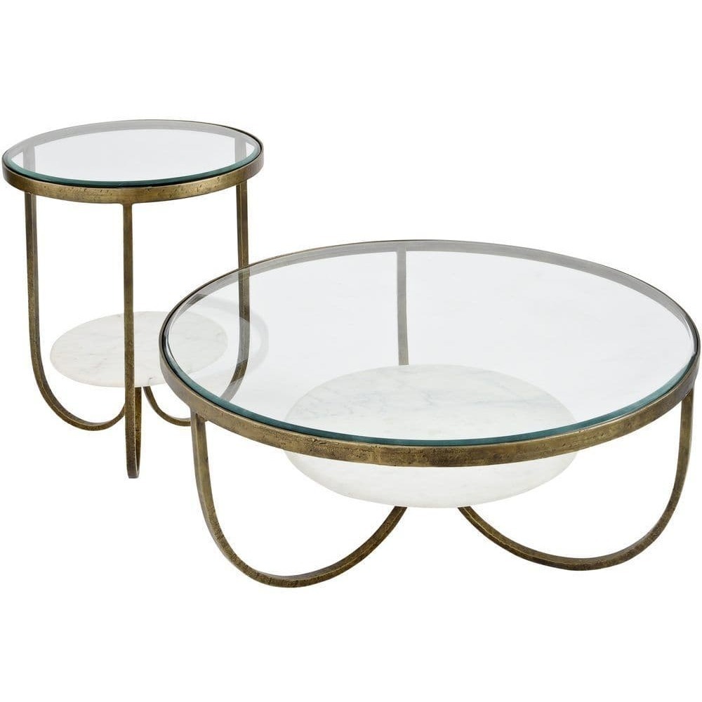 Anzio Glass and Marble Round Side Table – image 4