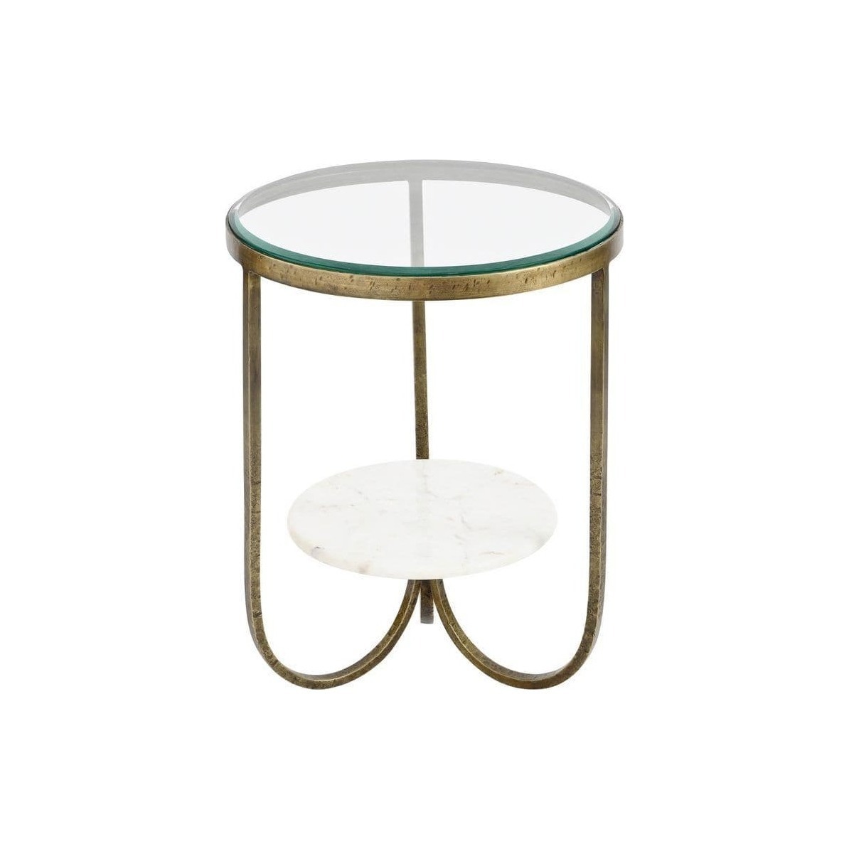 Anzio Glass and Marble Round Side Table – image 1